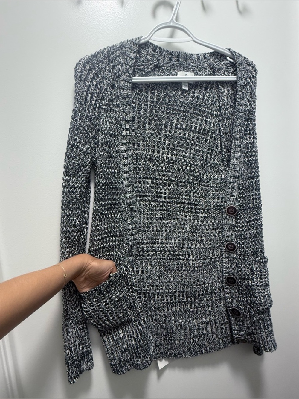 ASO Elena Gilbert American Eagle Marled Knit Chunky Cardigan Sweater
